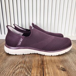 Skechers Slip-Ins Virtue Sleek Wine Womens Size 9 Purple Hands Free Knit Shoes